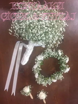 Bridal Crown, Bouquet & Bridegroom Neckline